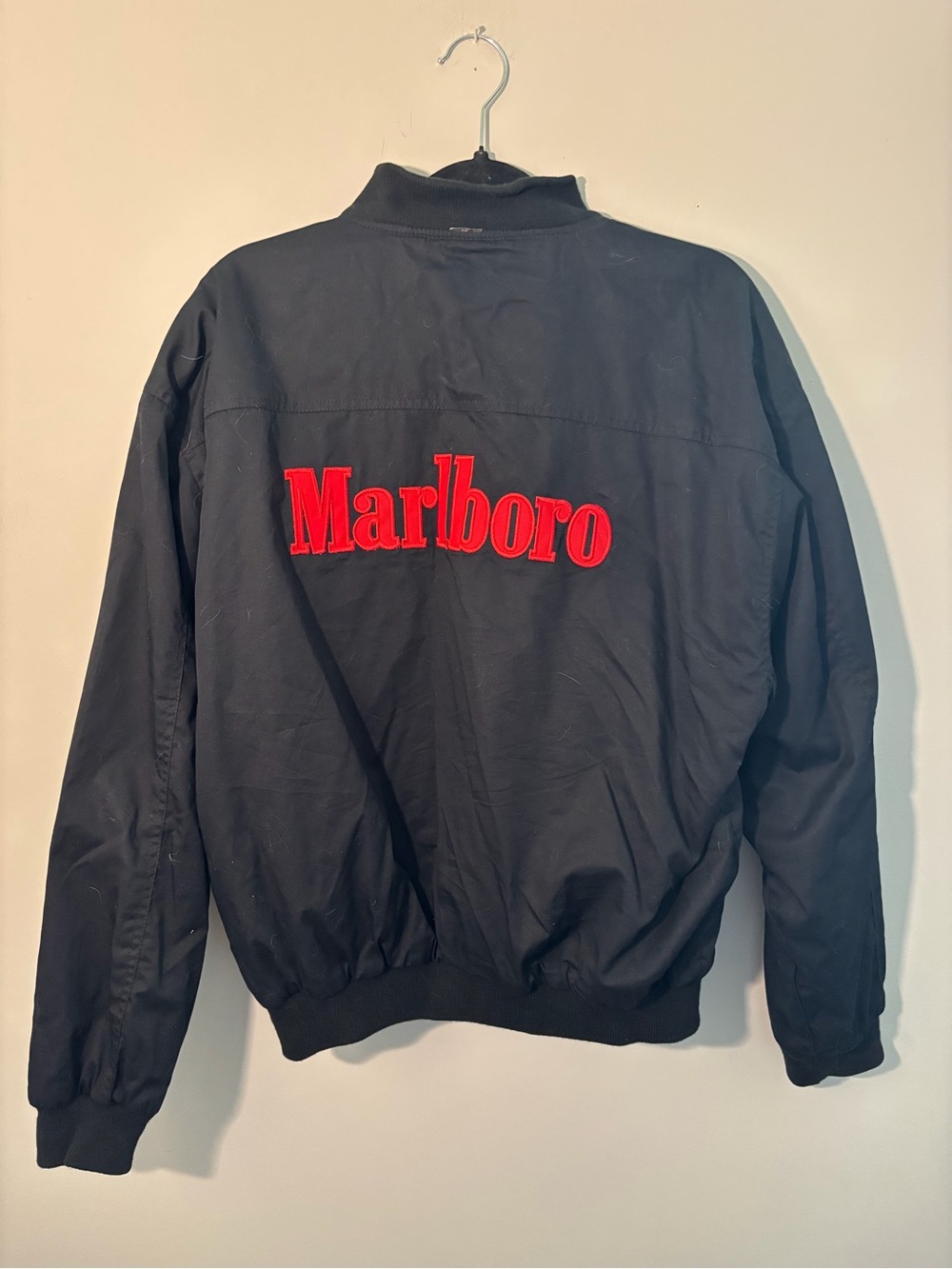 Vintage Marlboro Reversible Bomber Jacket Black & Red Embroidered Logo